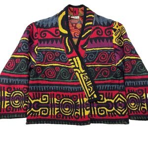 Vintage 80's Its In The Bag Vest Women Medium Multicolor Aztec Tribal Sungod